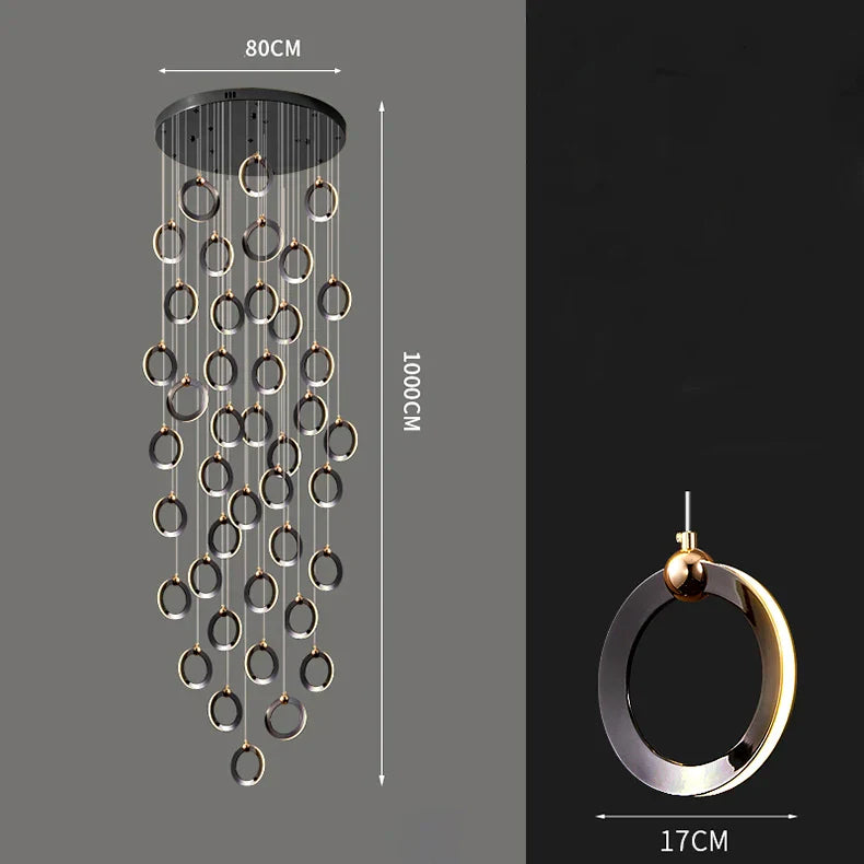 Crystal Chandelier Stair Pendant, Modern Living Room Lighting, Interior Home Decoration