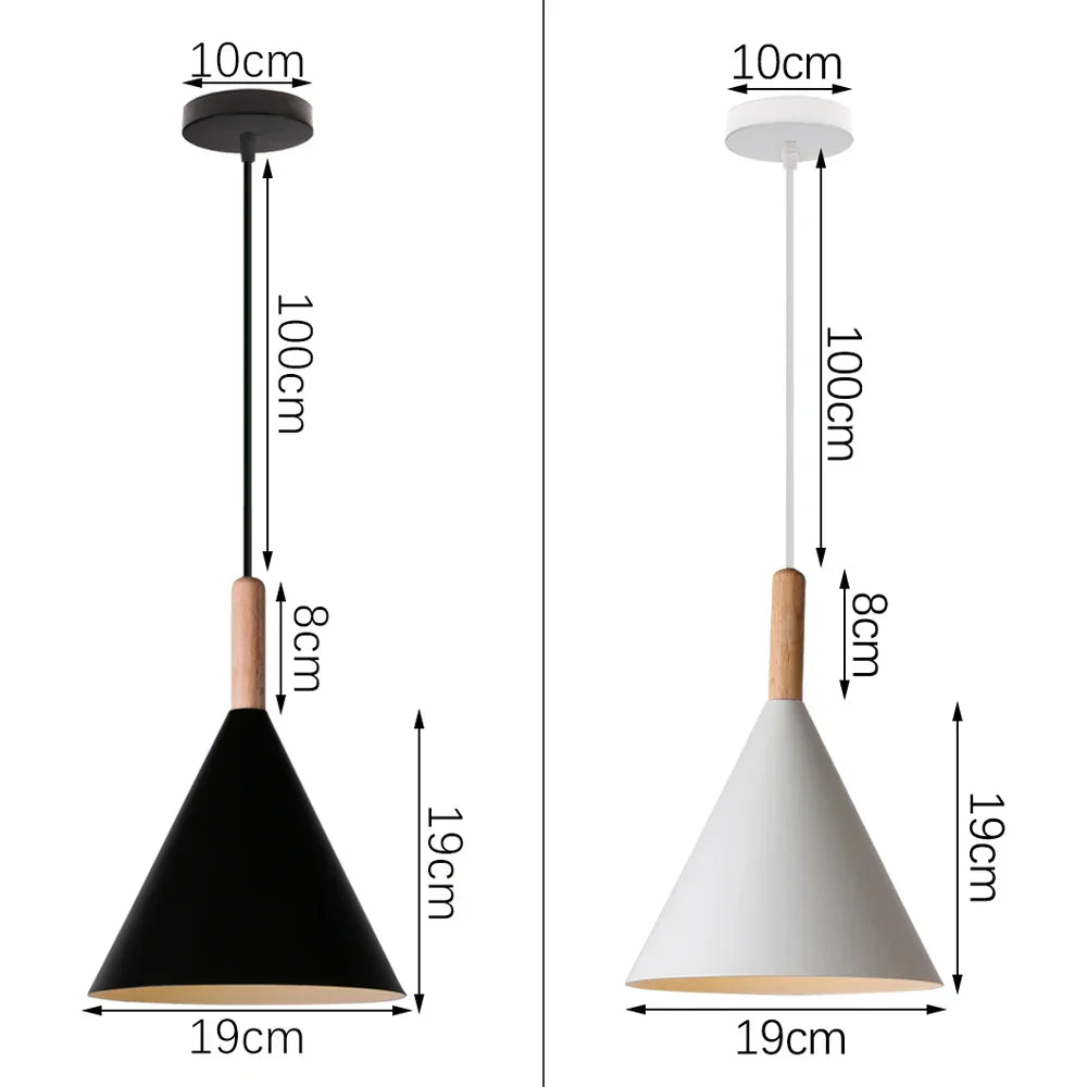 Nordic Modern Wood Pendant Light by - LED E27 Vintage Industrial Fixture for Home