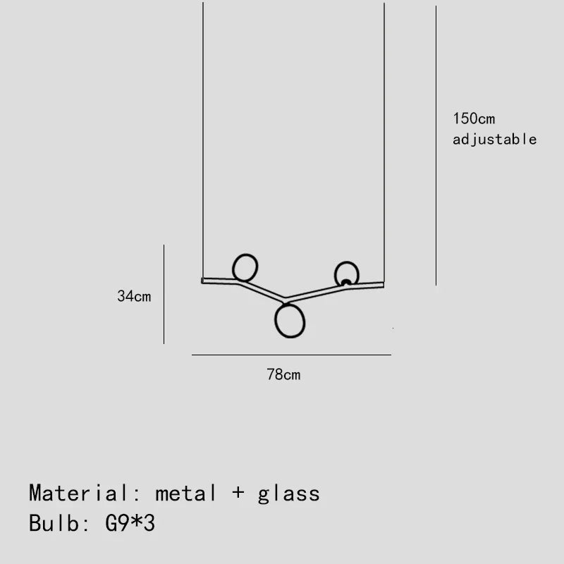 Glass Branch Chandelier: LED Home Decor Lighting for Living Room & Dining Table