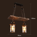 Retro Wood E27 LED Ceiling Chandelier: Antique Industrial Bar Pendant Lights for Vintage Ambiance