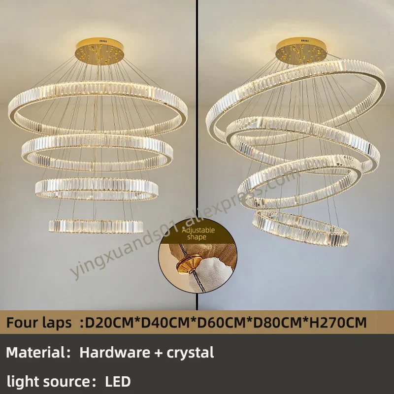 Crystal Chandelier: Modern Luxury Golden Lighting for Villa, Duplex Hall