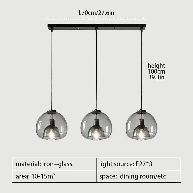 Nordic Glass LED Pendant Chandelier for Living Room Kitchen Bedroom