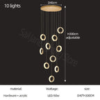 Modern Ring Chandelier for Living Room, Dining Room, Bedroom - Villa Attic Lighting