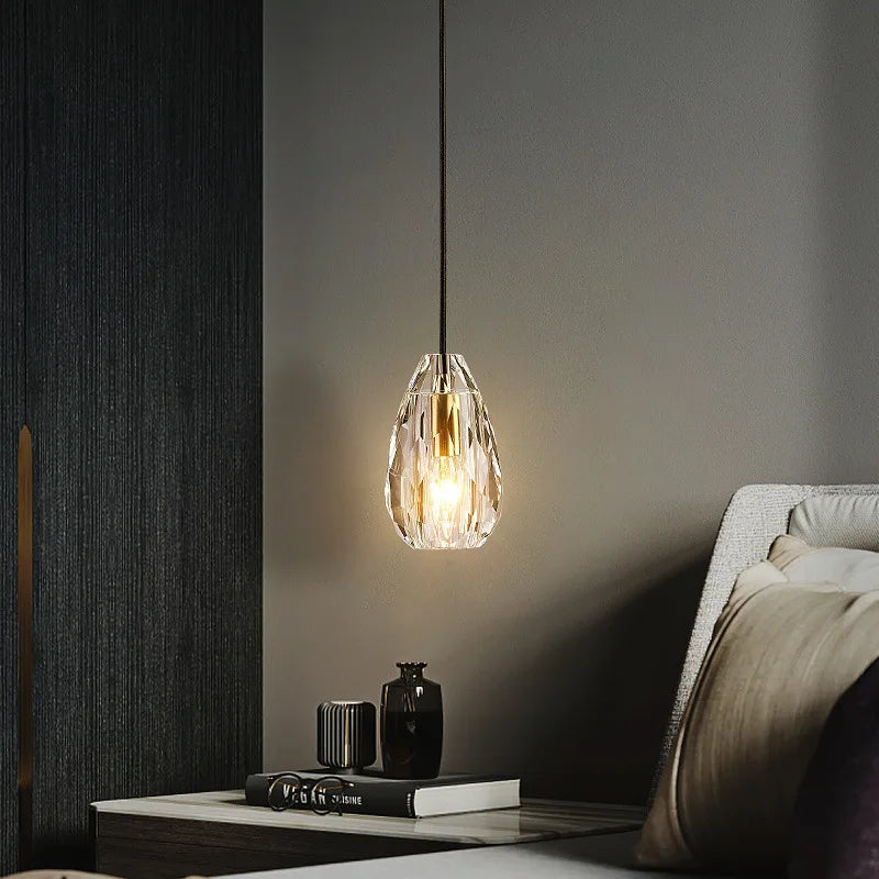 Crystal LED Ceiling Chandelier | Modern Bedroom Pendant Lamp