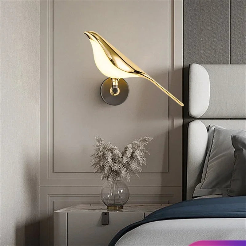 Modern Magpie Bird LED Wall Lamp for Bedroom Decor