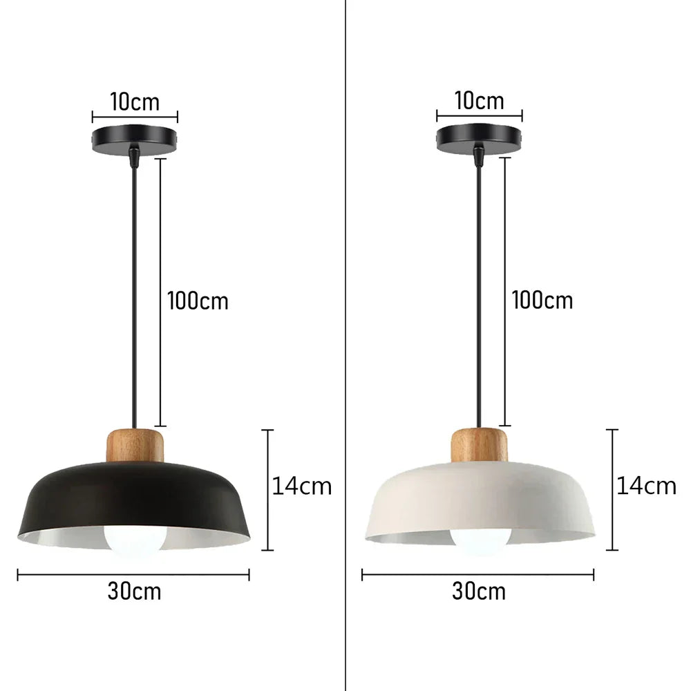 Nordic Modern Wood Pendant Light by - LED E27 Vintage Industrial Fixture for Home