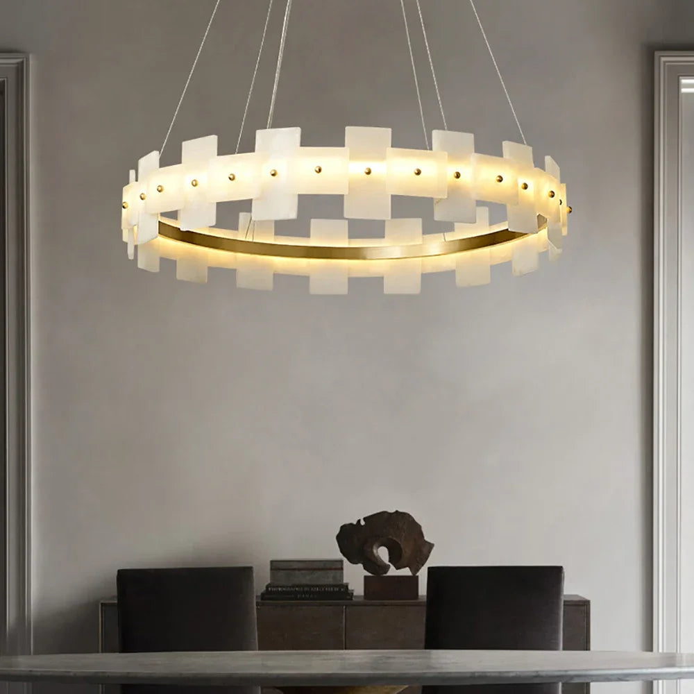 LED Marble Chandelier: Modern Lighting for Living Room, Bedroom, or Restaurant.