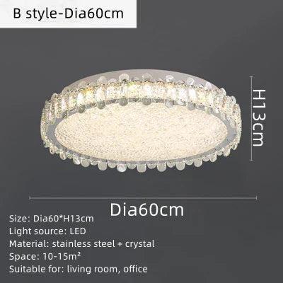 Modern Round LED Crystal Ceiling Light for Home Decor Lighting