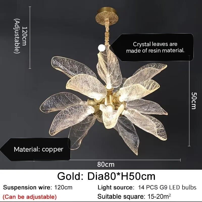 Elegant Copper Chandelier Light for Kitchen Dining Living Room - Modern Luxury Crystal Lamp