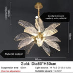 Elegant Copper Chandelier Light for Kitchen Dining Living Room - Modern Luxury Crystal Lamp