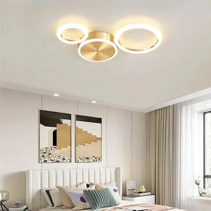 LED Gold Ring Chandelier for Living Room Bedroom Dining Room