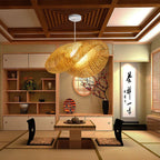Bamboo Woven Chandelier Tea Room LED Lighting