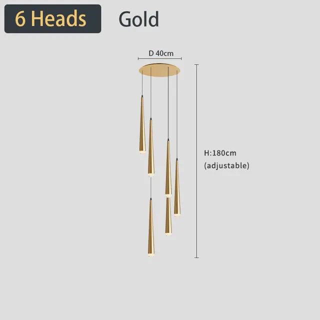 Modern Black LED Ceiling Chandelier for Stylish Staircase and Living Room Lighting