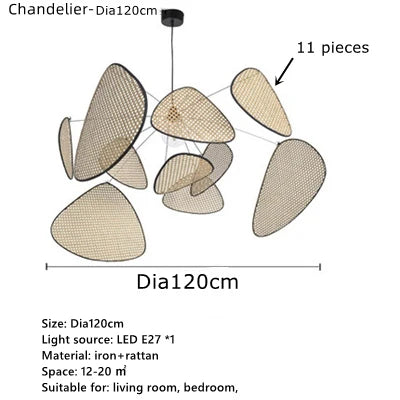 Hand Made Rattan Art Pendant Chandelier for Modern Living Room, Dining Room, Bedroom.