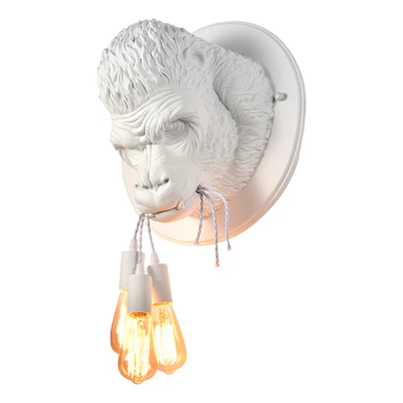 Gorilla Resin Wall Lamp: Modern Retro Animal LED Home Decor Bedside Lighting