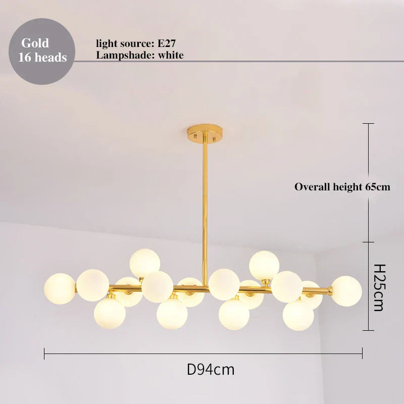 LED Glass Chandelier Pendant Lamp for Living Room Dining Room Lighting