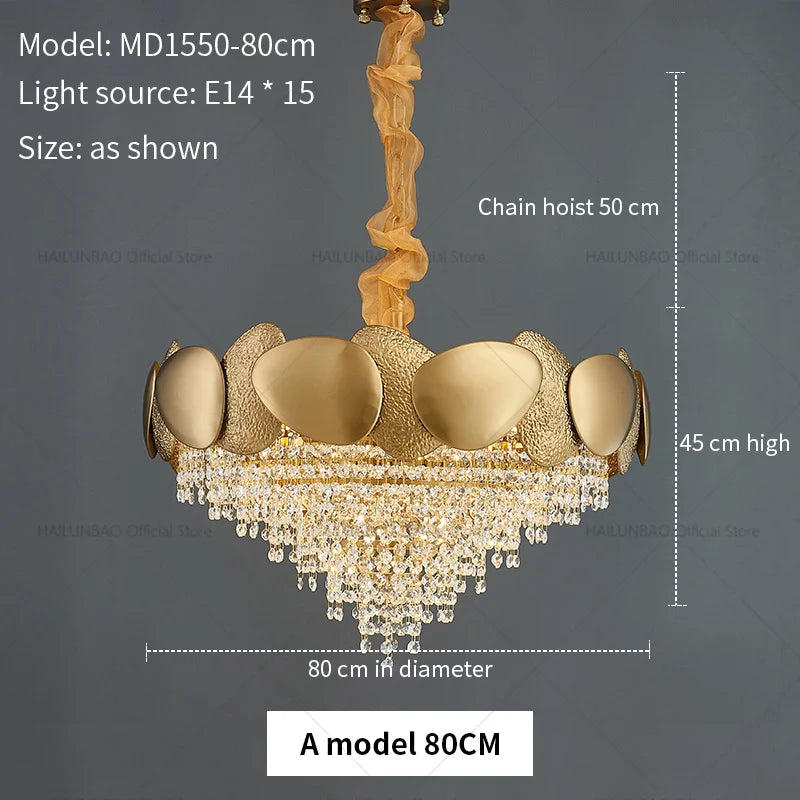 Elegant Crystal Chandelier for Villa Hotel Project Bedroom Restaurant Living Room