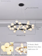Glass Ball LED Chandelier Modern Pendant Light for Home Decor