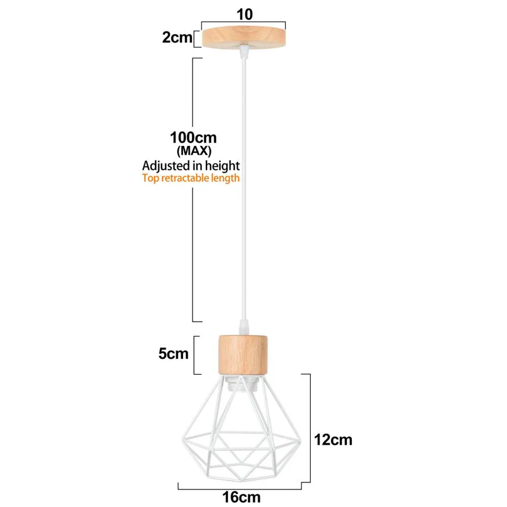 Vintage Industrial Wood Pendant Light Chandelier for Kitchen Island Living Room