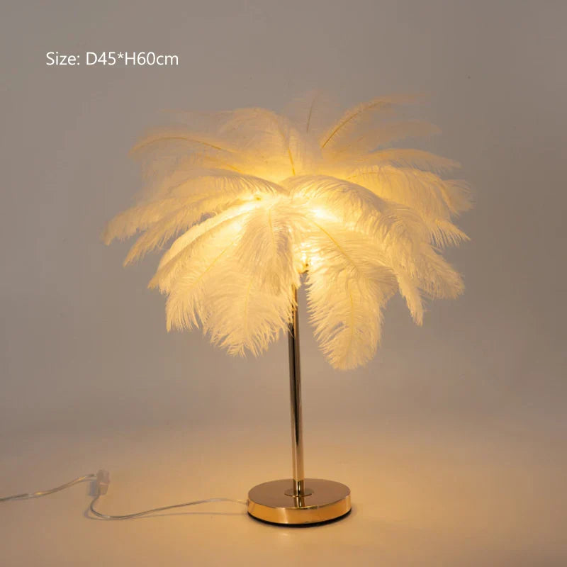 Modern Ostrich Feather Shade LED Floor Lamp for Stylish Indoor Lighting