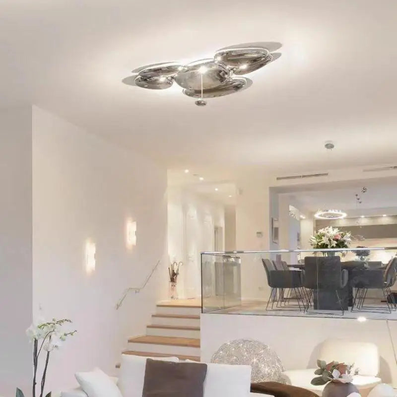 Chrome Art Ceiling Lamp for Modern Living Room, Bedroom Chandelier Lighting, Luxury Fixtures
