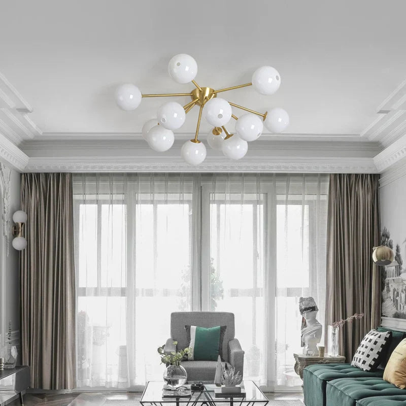 Glass Ball LED Ceiling Chandelier for Modern Living Room and Bedroom Lighting