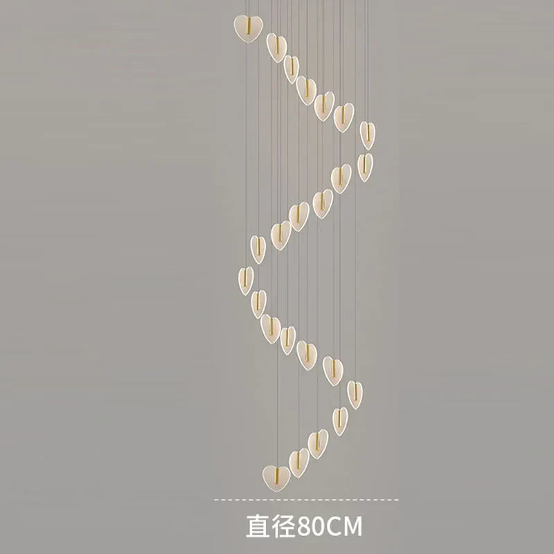 Love Chandelier: Luxury Crystal Gold Lighting for Staircase & Living Room