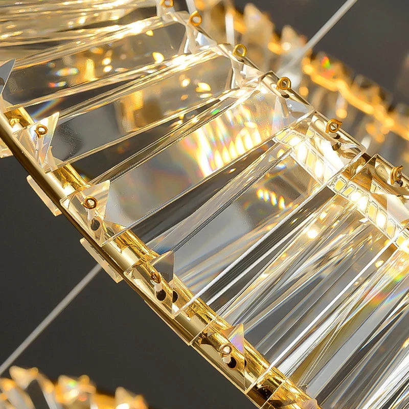 LED Crystal Chandelier Dimmable Luxe Halo Alloy Fixture
