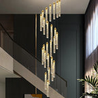Crystal Chandelier: Elegant LED Staircase Lamp for Deluxe Living Room Decor