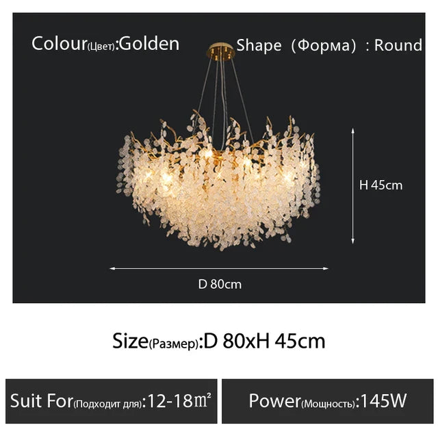 Round Crystal Pendant Chandelier for High-End Luxury Home LED Lighting
