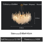 Round Crystal Pendant Chandelier for High-End Luxury Home LED Lighting