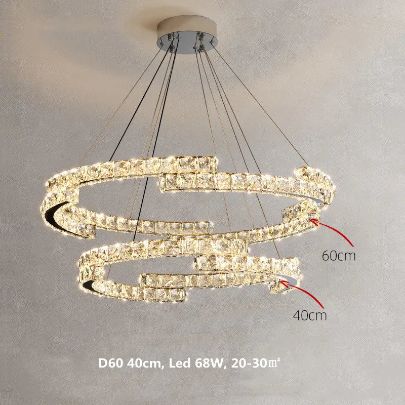 Crystal LED Pendant Lights Chrome Steel Modern Luxury Fixtures