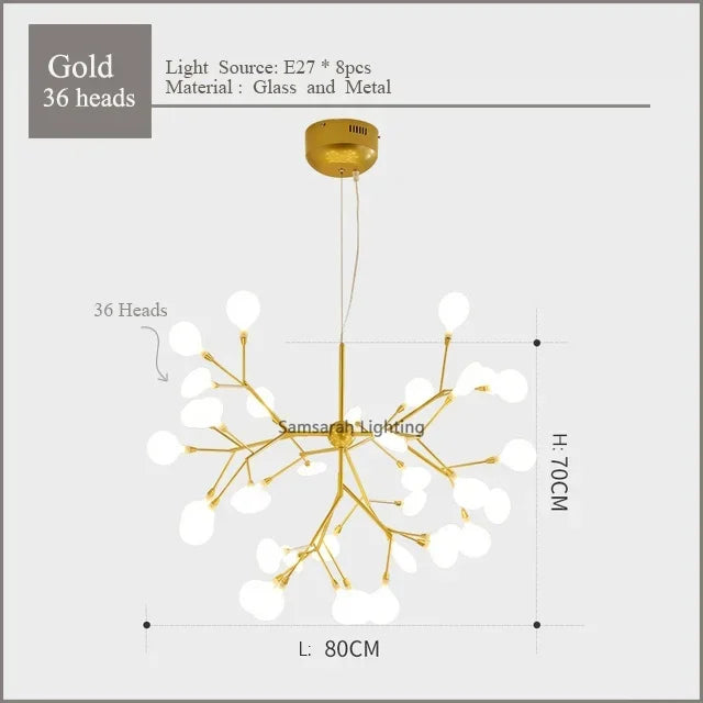 2024 Nordic Firefly LED Chandelier - Ideal for Living Room, Bedroom, Dining Room