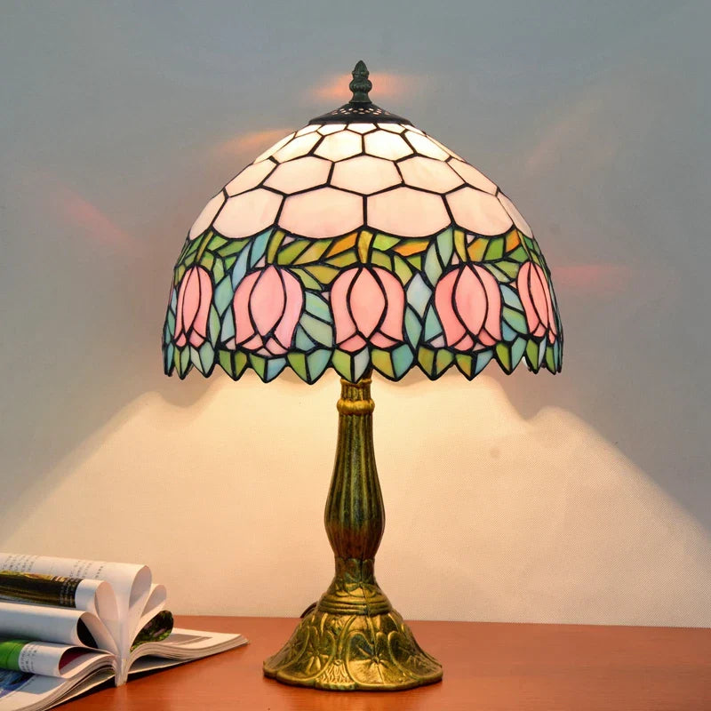 Dragonflys Tiffany Stained Glass Table Lamp Vintage Bedroom Desk Light
