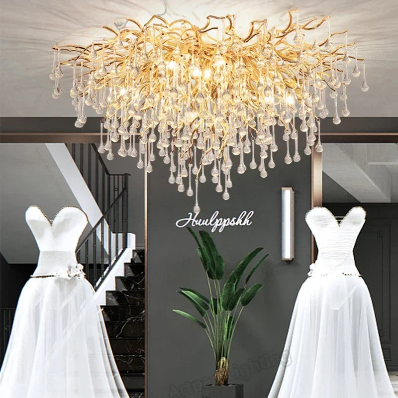 Luxury Crystal LED Chandelier: Modern Nordic Gold/Silver Ceiling Lamp for Home Decor