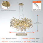 Sun Crystal Chandelier for Elegant Living Room & Lobby Lighting