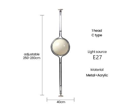 Silver Metal LED Floor Lamp Modern Nordic Style for Living Room, Bedroom, Hotel