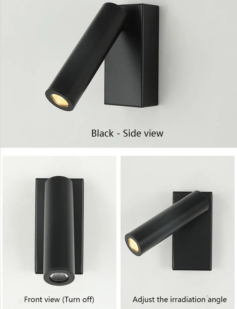 Adjustable Angle LED Wall Lamp for Bedside Reading & Bedroom Ambiance
