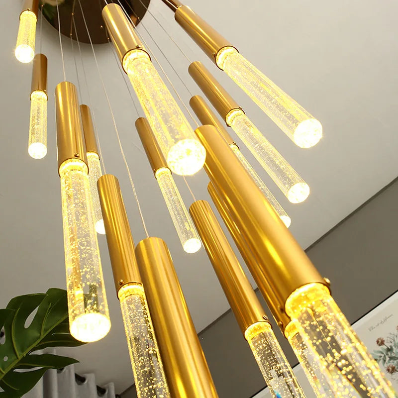 Crystal Loft Chandelier: Modern Nordic Art Deco Gold LED Lighting for Living Room