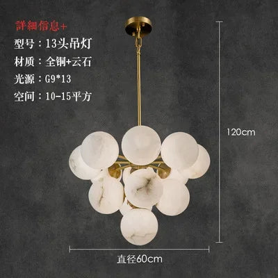 Copper Marble Pendant Light: Modern LED Hanging Lamp for Dining Room