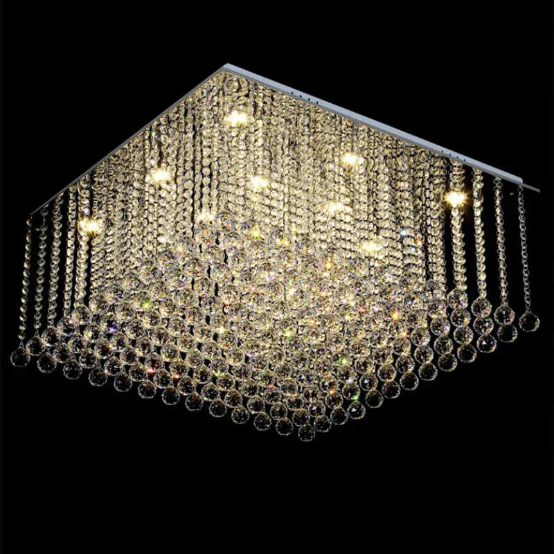 Luxury Crystal Chandelier Flush Mount LED Pendant Light for Living Room