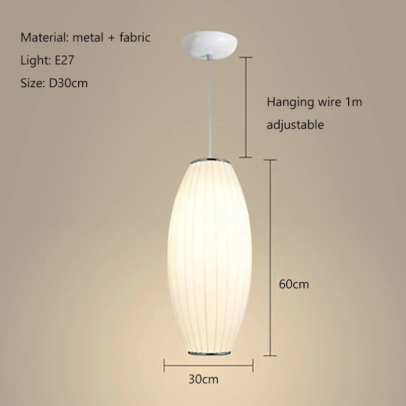 Tatami Fabric Shade LED Pendant Lights for Living Dining Bedroom