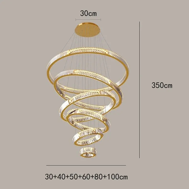 Crystal Round Chandelier: Elegant Stair Pendant Light for Luxury Home Decor