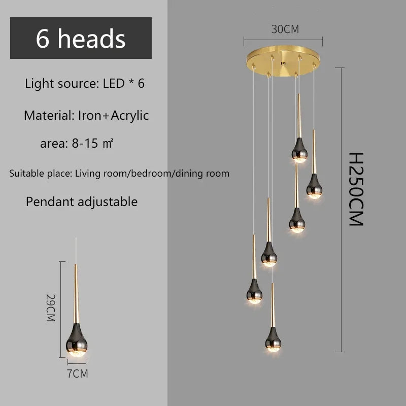 Modern LED Chandelier for Villa Living Room, Staircase Pendant Light