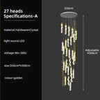 Modern LED Crystal Chandelier for High Ceilings