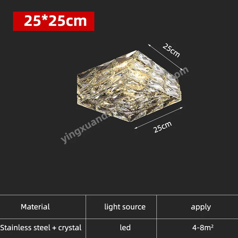 Crystal Square Ceiling Light: Elegant Indoor LED Lighting Fixture for Living Room, Bedroom & Corridor
