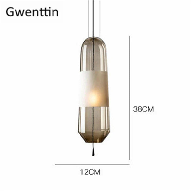Glass Pendant Lights for Dining Room Bedroom, LED Industrial Hanging Lamp, Modern Home Decor