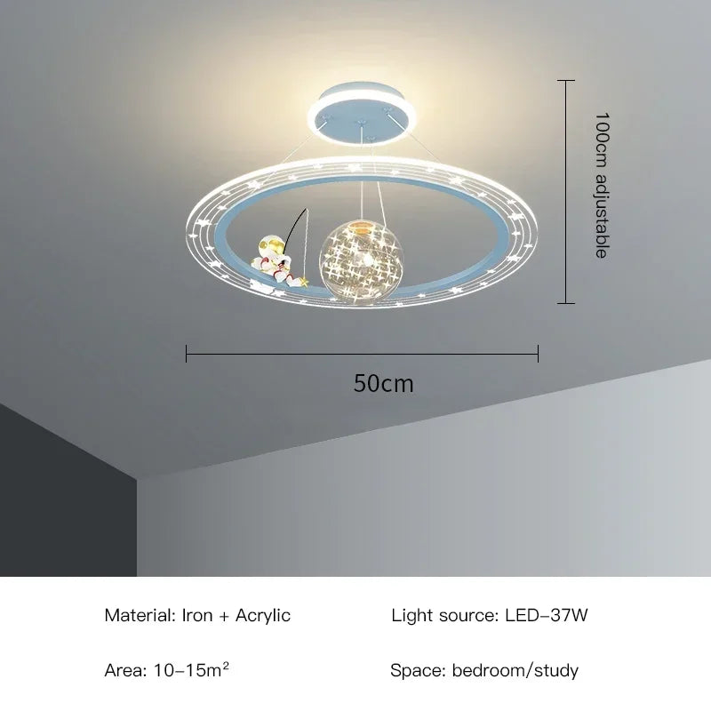 LED Chandelier for Boy's Room with Remote Control and Modern Design