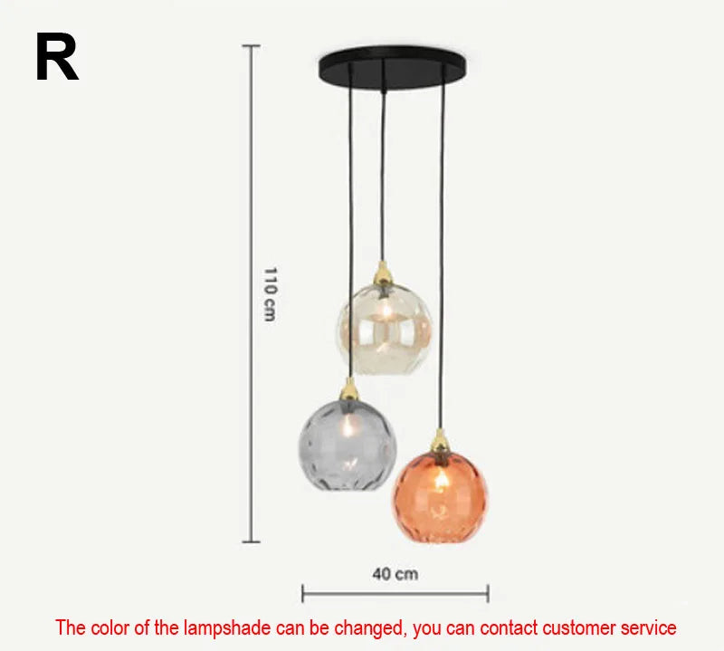 Glass Ball Lustre Pendant Lights - Modern Nordic Design for Kitchen, Bedroom, or Restaurant