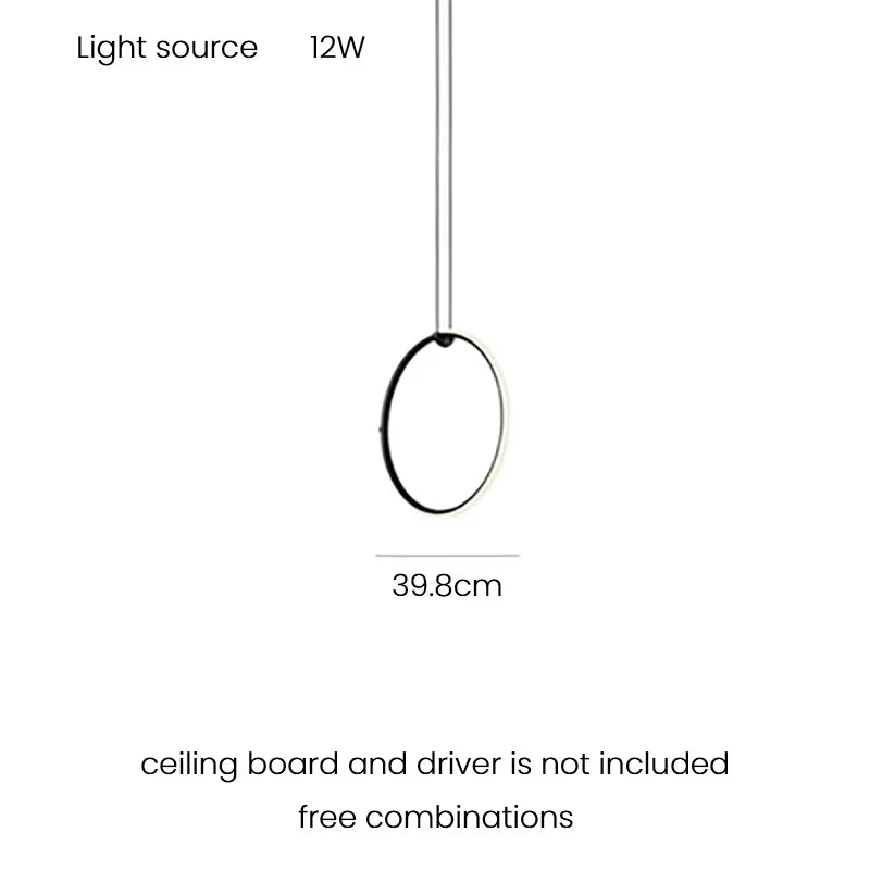 Minimalistic Pendant Light - Designer Ring Lamp for Office, Living Room, Bedroom